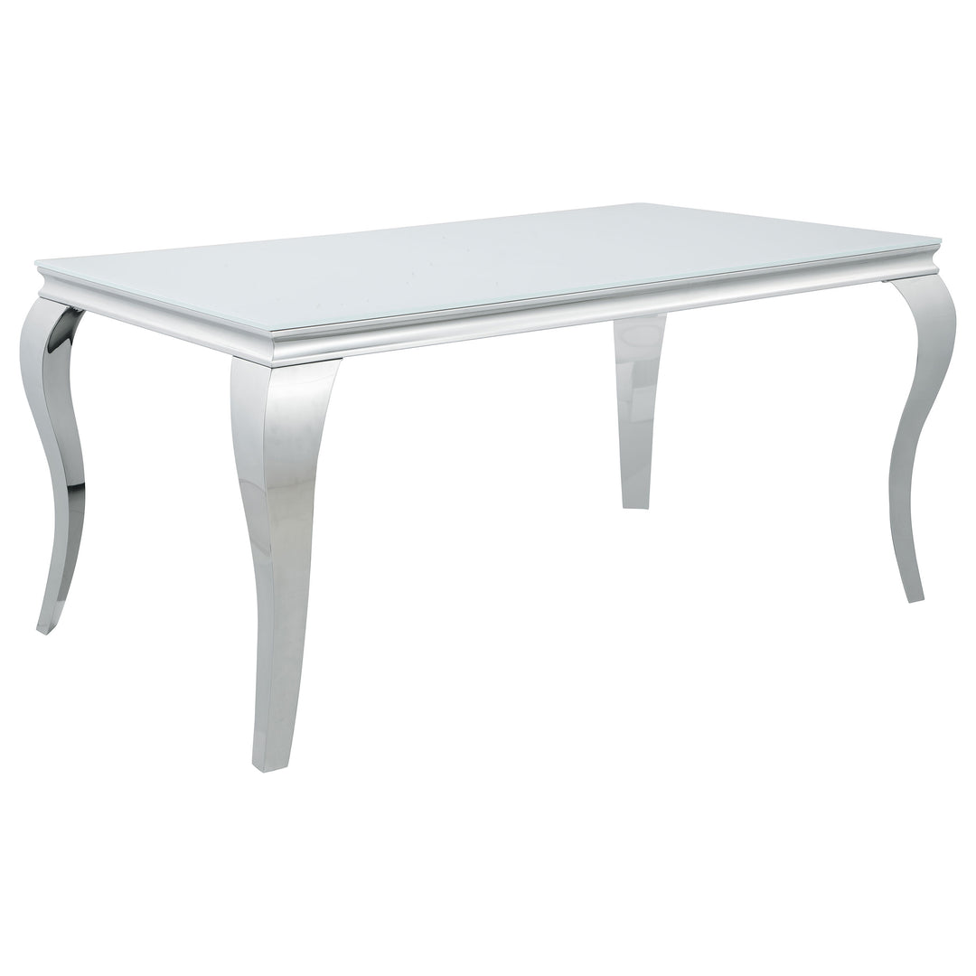 Carone Rectangular Glass Top Dining Table White and Chrome