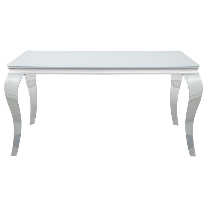 Carone Rectangular Glass Top Dining Table White and Chrome