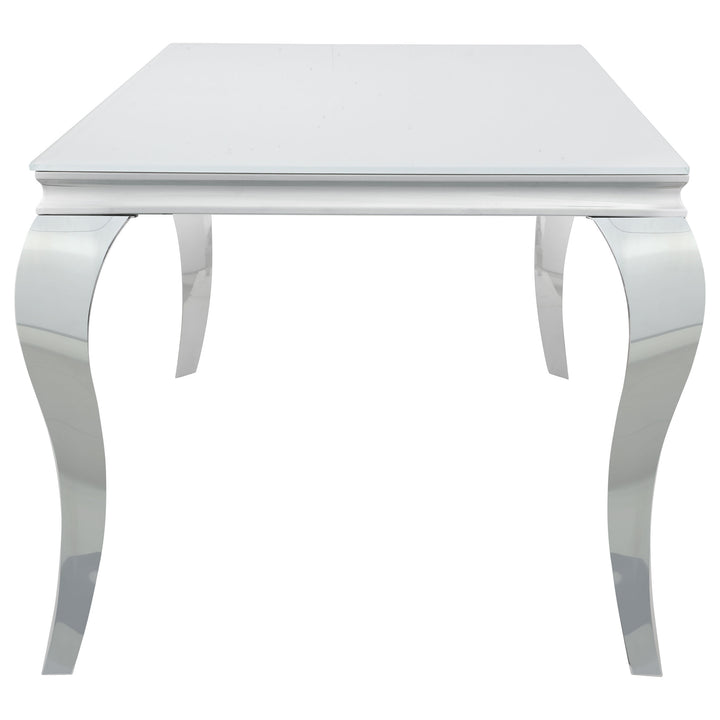 Carone Rectangular Glass Top Dining Table White and Chrome