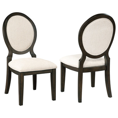 Twyla Upholstered Oval Back Dining Side Chairs Cream and Dark Cocoa (Set of 2)