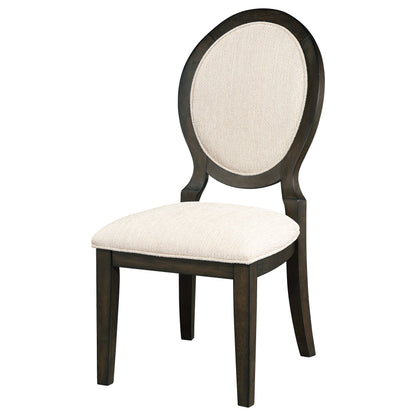 Twyla Upholstered Oval Back Dining Side Chairs Cream and Dark Cocoa (Set of 2)