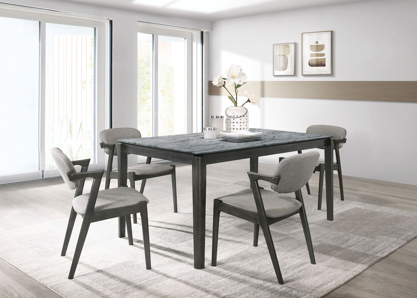 Stevie 5-piece Rectangular Dining Set Grey and Black