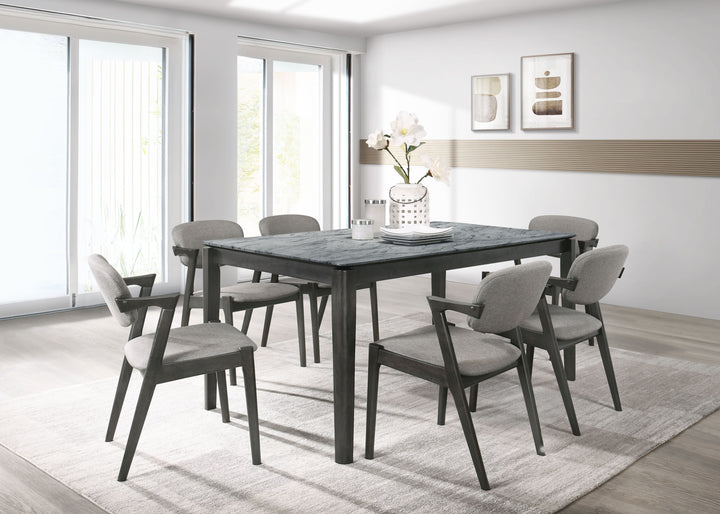 Stevie 7-piece Rectangular Dining Set Grey and Black