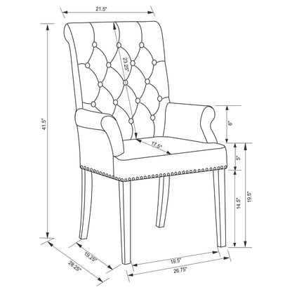 Alana Upholstered Tufted Arm Chair with Nailhead Trim