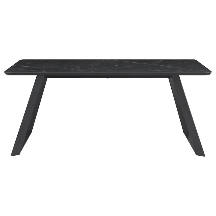 Smith Rectangle Ceramic Top Dining Table Black and Gunmetal
