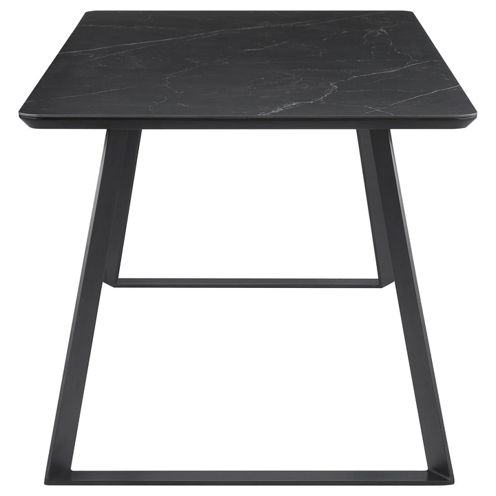 Smith Rectangle Ceramic Top Dining Table Black and Gunmetal