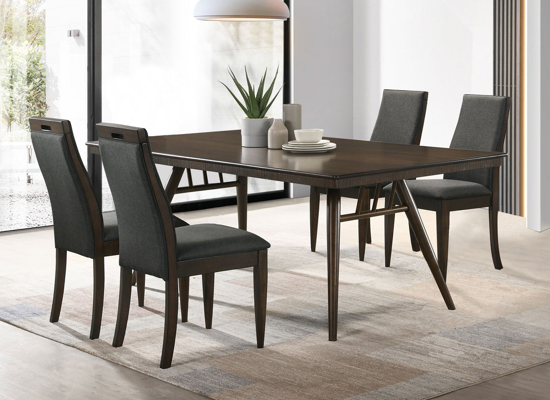 Wes 5-piece Rectangular Dining Set Grey and Dark Walnut