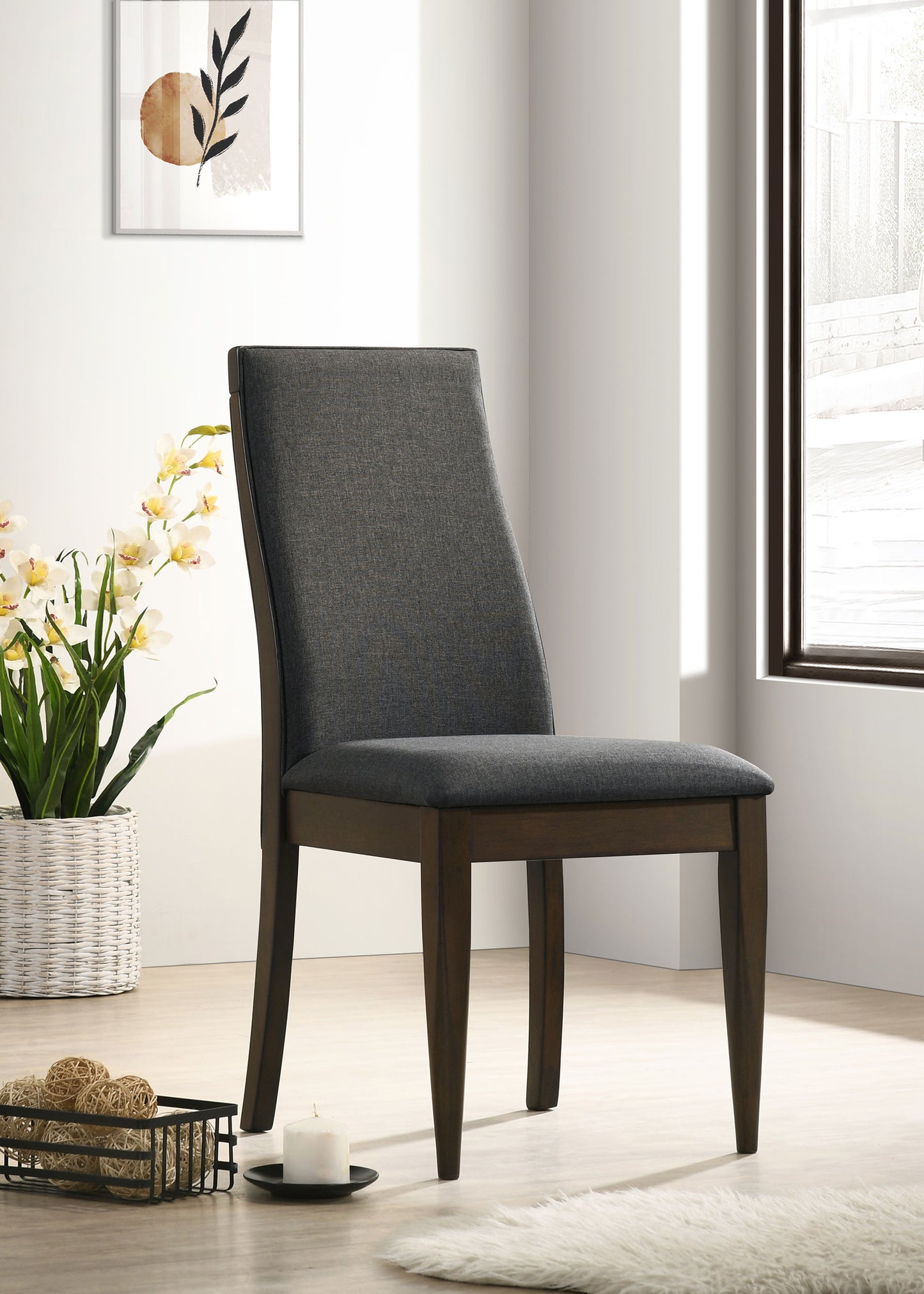 Wes Upholstered Side Chair (Set of 2) Grey and Dark Walnut