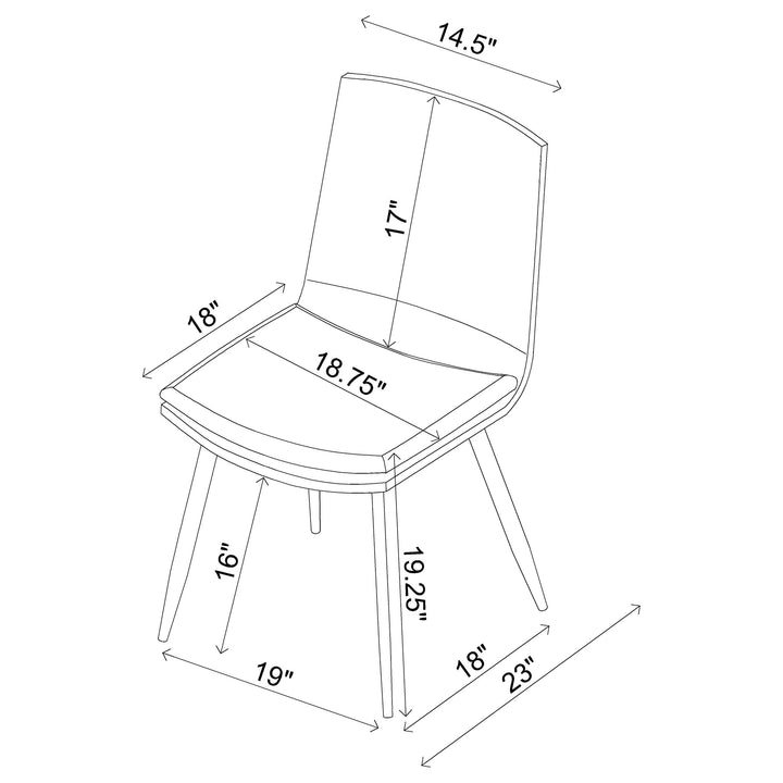 Ortega Padded Seat Solid Back Dining Side Chair Coffee and Black (Set of 2)