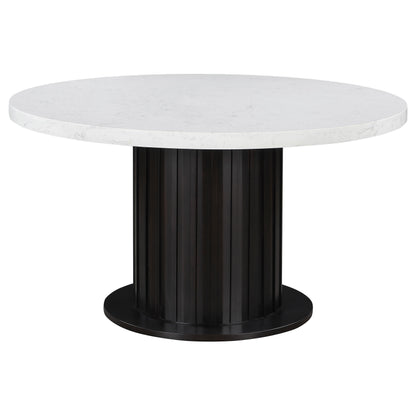 Sherry Round Dining Table Rustic Espresso and White