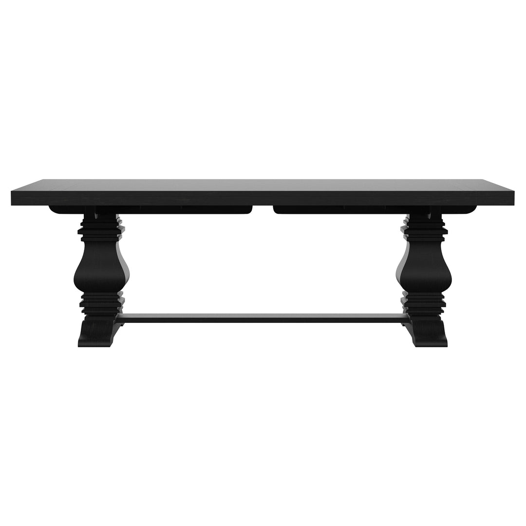 Florence Rectangular Pedestal Dining Table with Planked Wood Top Antique Black