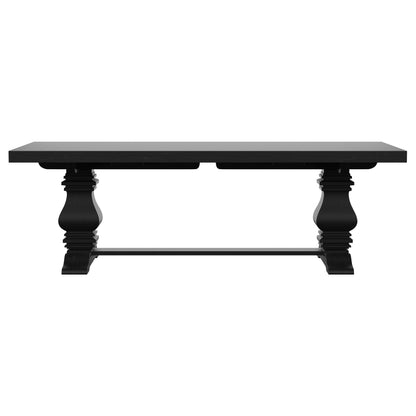 Florence Rectangular Pedestal Dining Table with Planked Wood Top Antique Black