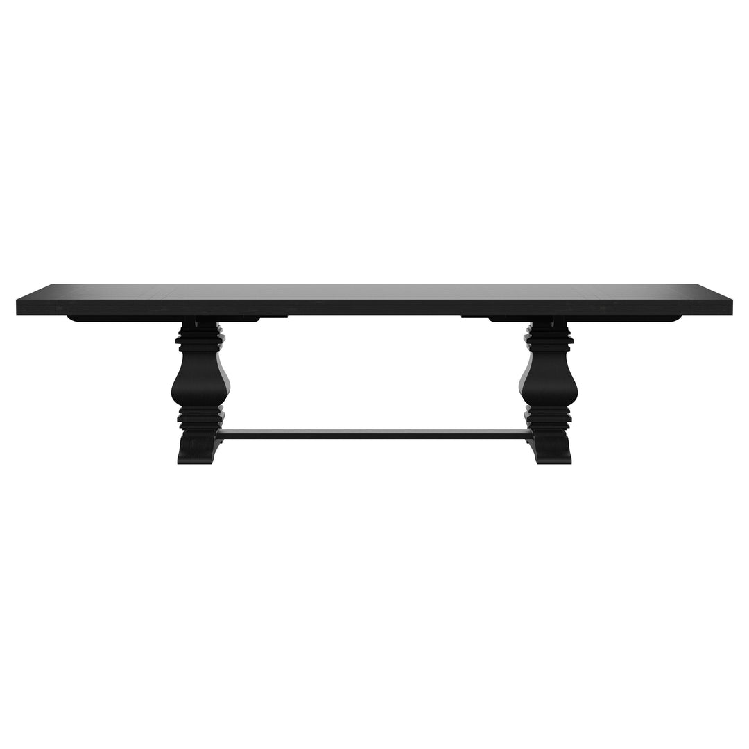 Florence Rectangular Pedestal Dining Table with Planked Wood Top Antique Black