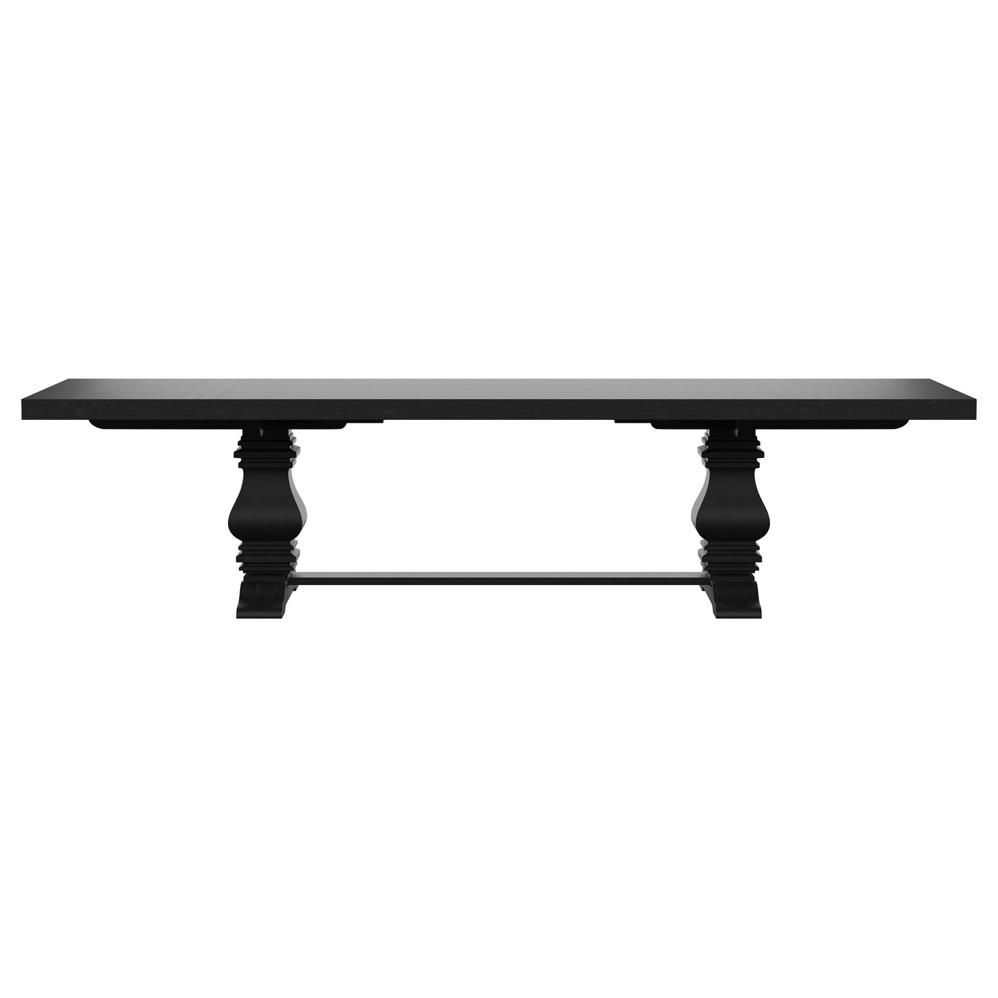 Florence Rectangular Pedestal Dining Table with Planked Wood Top Antique Black