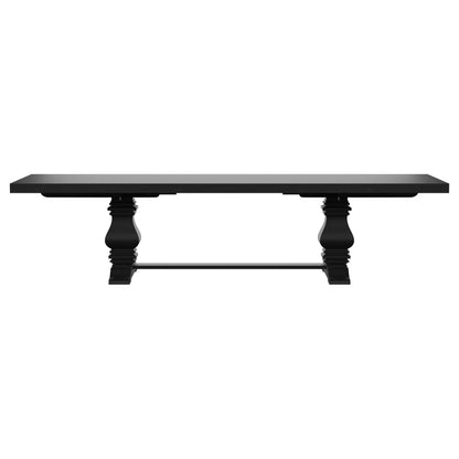 Florence Rectangular Pedestal Dining Table with Planked Wood Top Antique Black