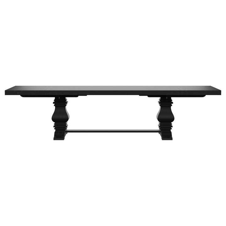 Florence Rectangular Pedestal Dining Table with Planked Wood Top Antique Black