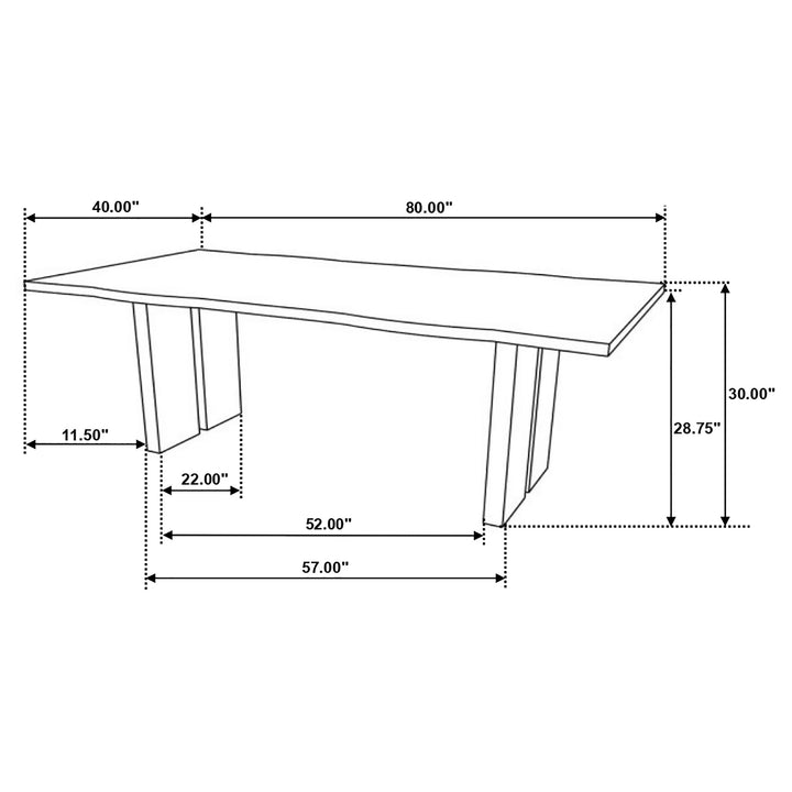 Bradshaw Rectangular Live Edge Dining Table Natural Acacia and Black