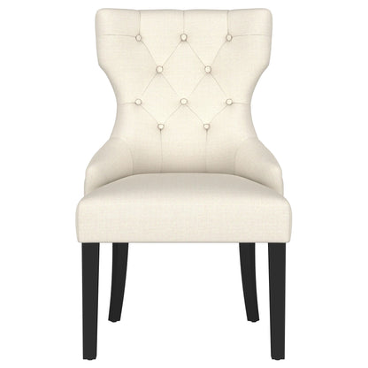 Baney Upholstered Parson Dining Side Chair with Tufted Back Beige