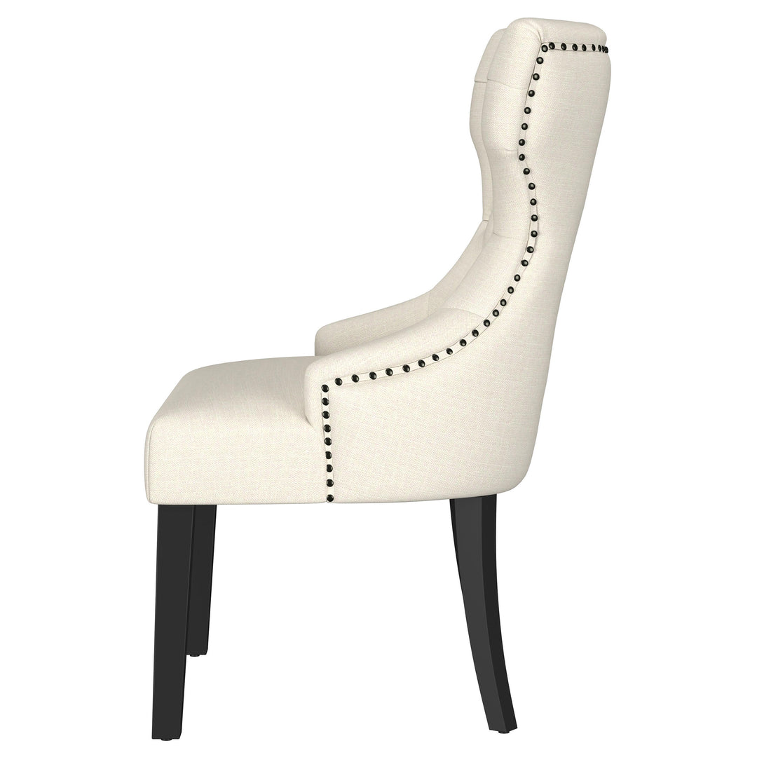 Baney Upholstered Parson Dining Side Chair with Tufted Back Beige