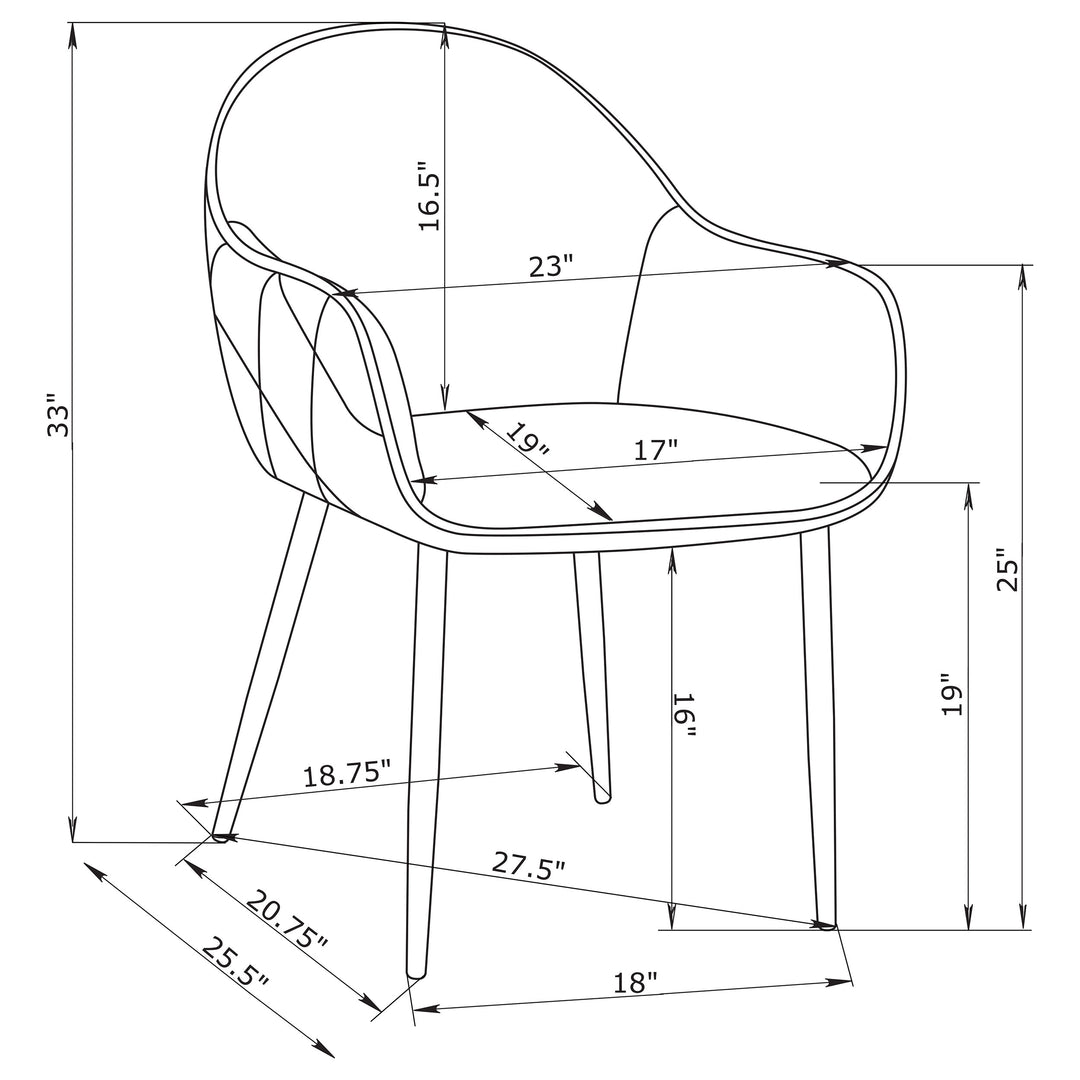 Emma Upholstered Dining Arm Chair Charcoal and Black (Set of 2)