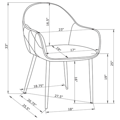 Emma Upholstered Dining Arm Chair Charcoal and Black (Set of 2)