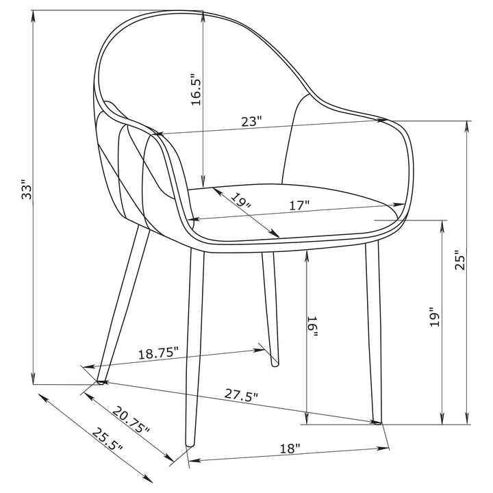 Emma Upholstered Dining Arm Chair Charcoal and Black (Set of 2)