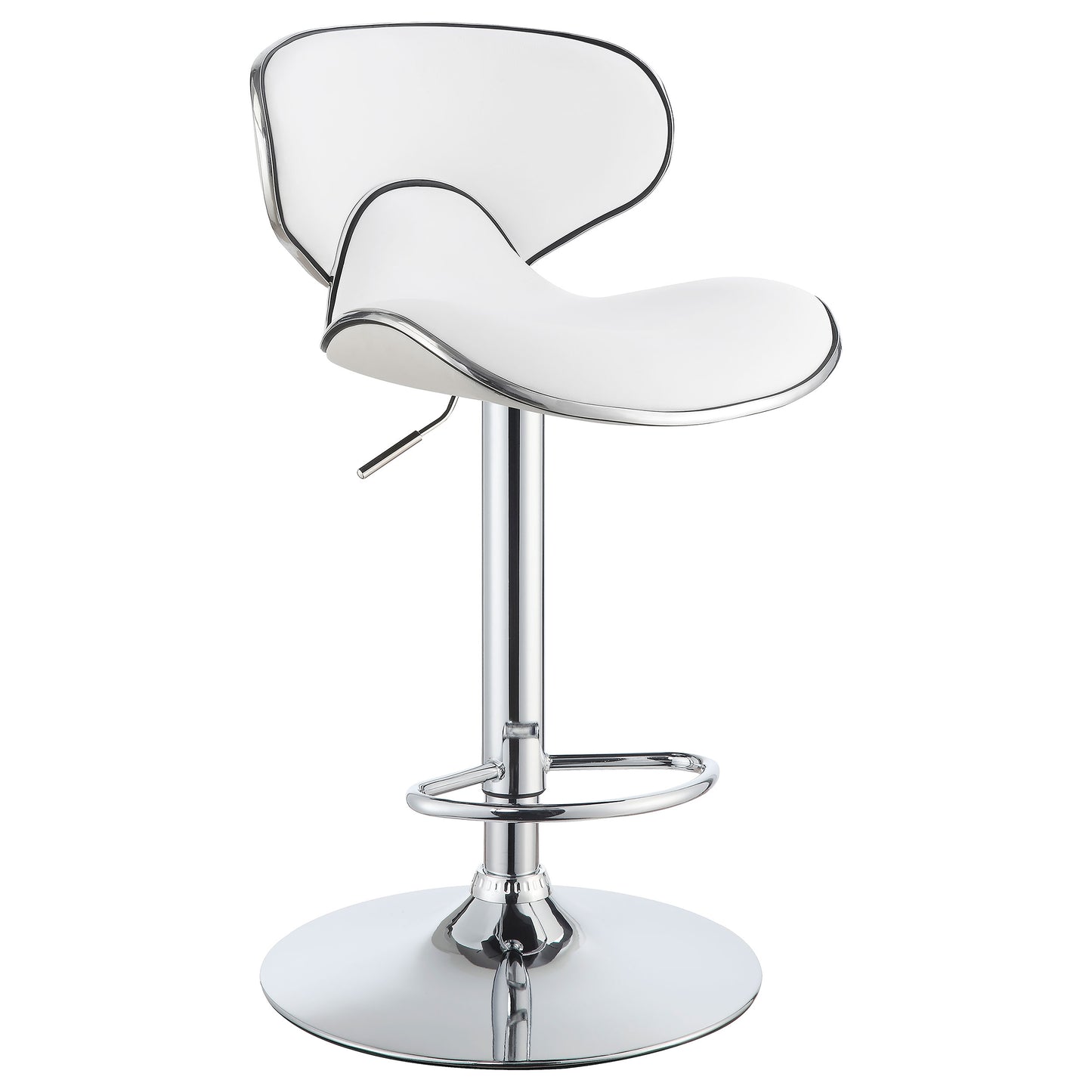 Edenton Upholstered Adjustable Height Bar Stools White and Chrome (Set of 2)