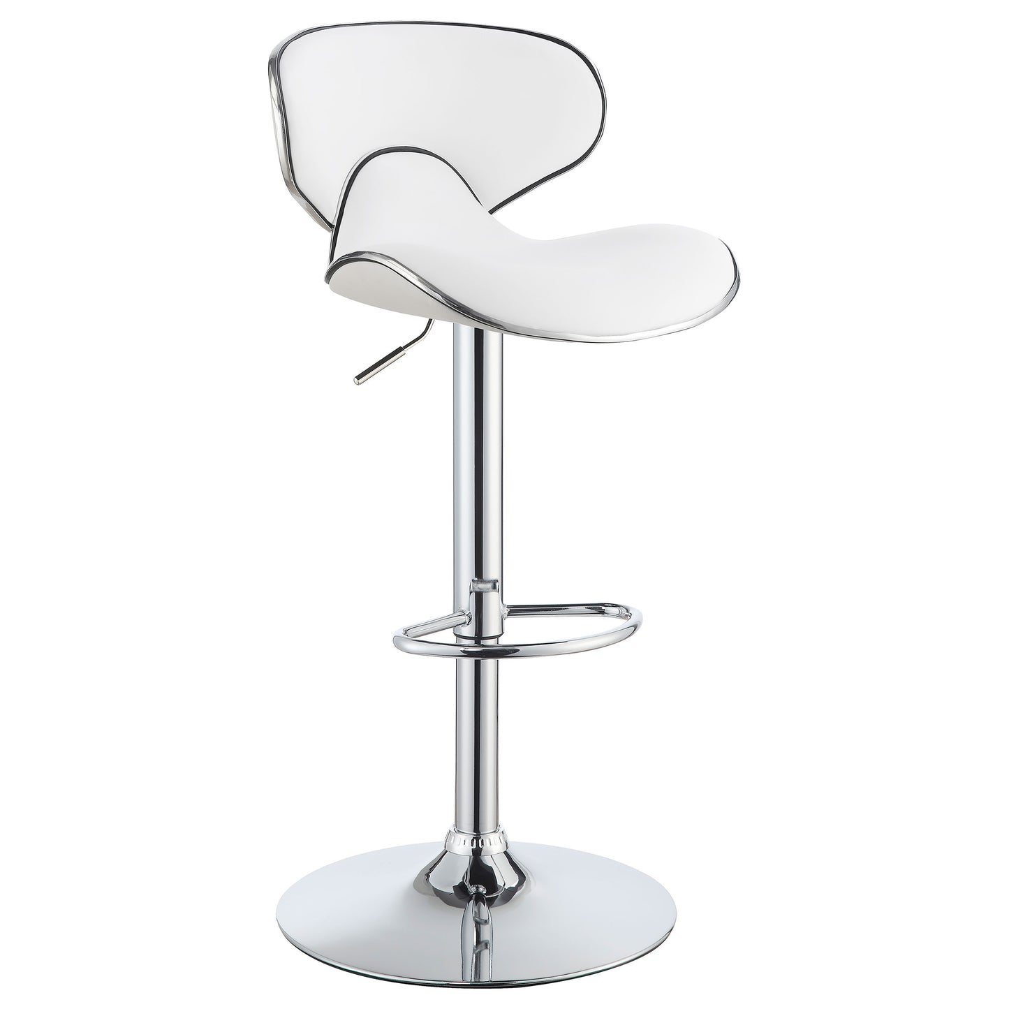 Edenton Upholstered Adjustable Height Bar Stools White and Chrome (Set of 2)