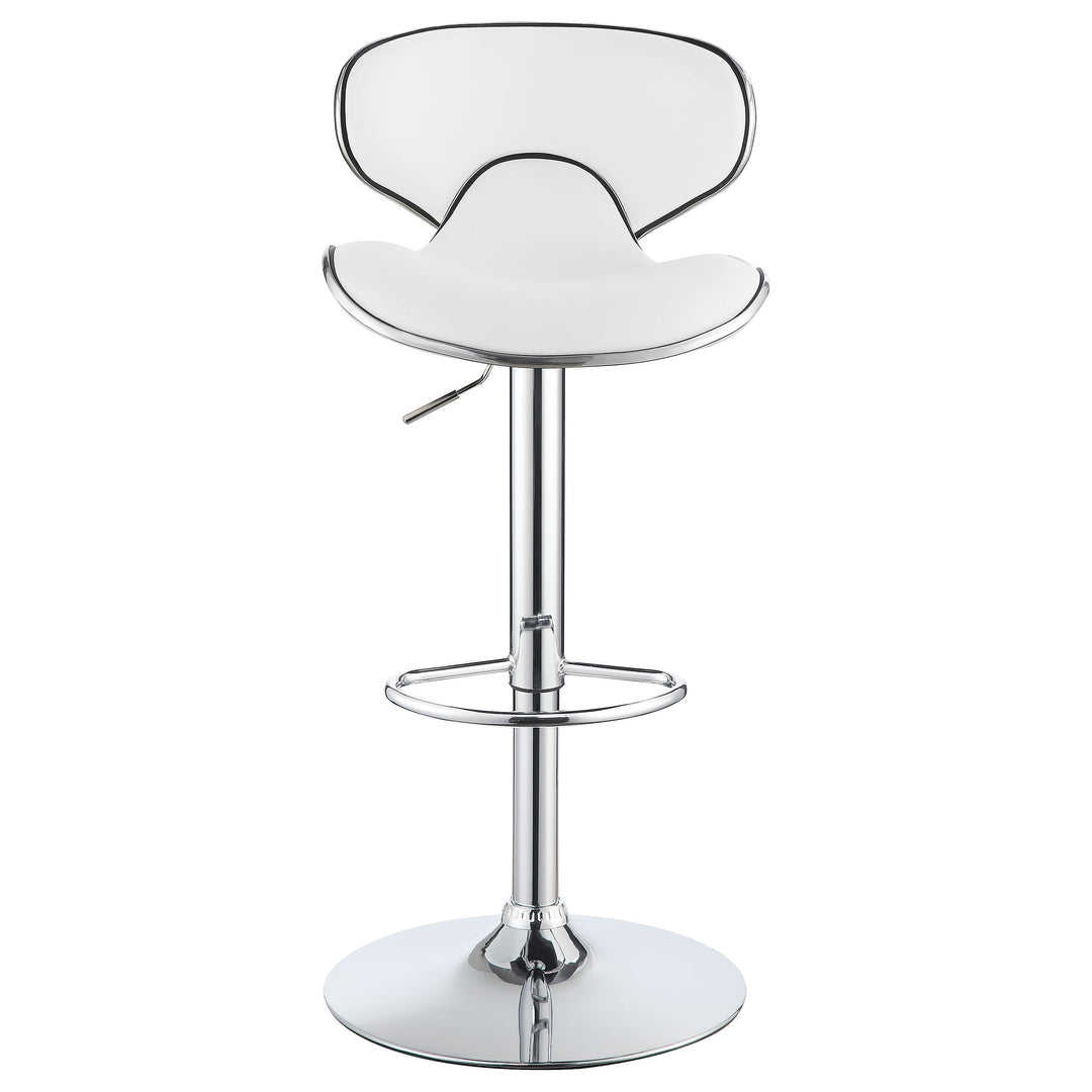 Edenton Upholstered Adjustable Height Bar Stools White and Chrome (Set of 2)