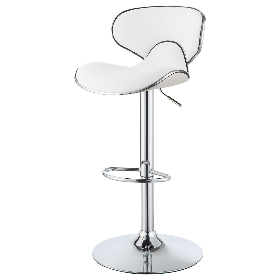 Edenton Upholstered Adjustable Height Bar Stools White and Chrome (Set of 2)