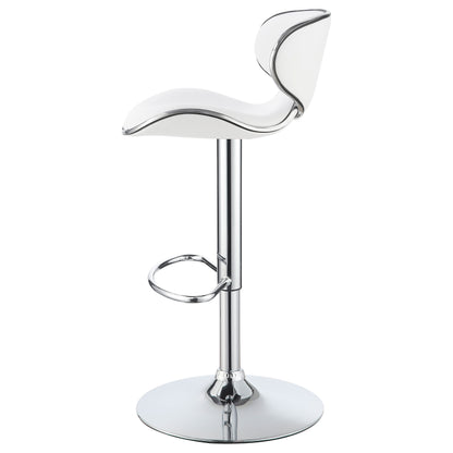 Edenton Upholstered Adjustable Height Bar Stools White and Chrome (Set of 2)