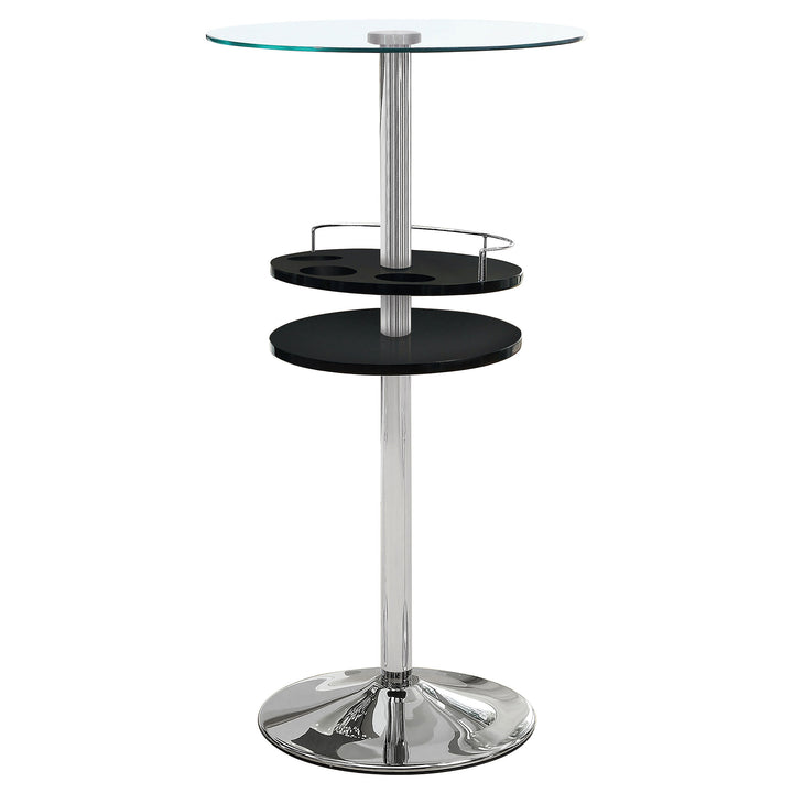 Gianella Glass Top Bar Table with Wine Storage Black and Chrome