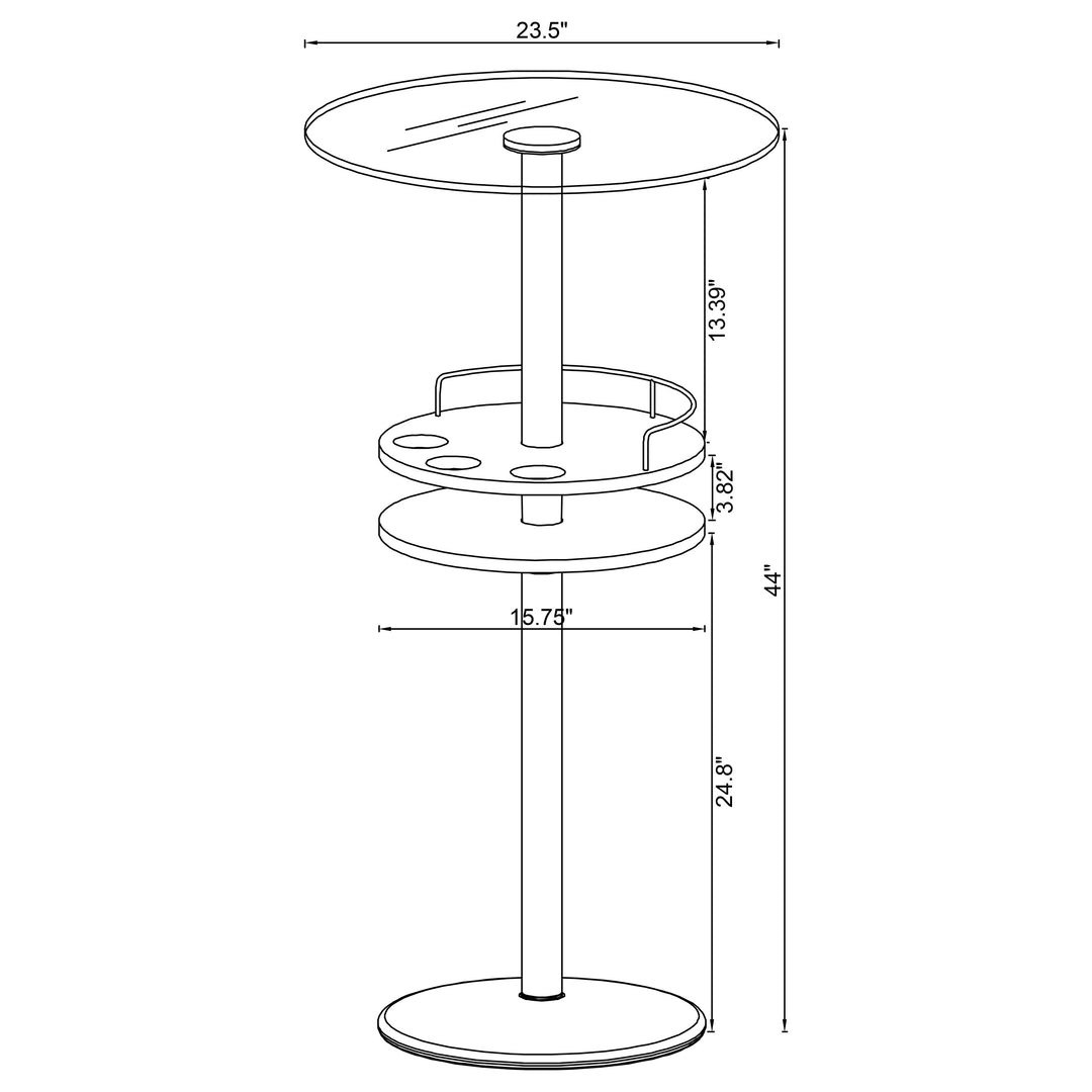 Gianella Glass Top Bar Table with Wine Storage Black and Chrome