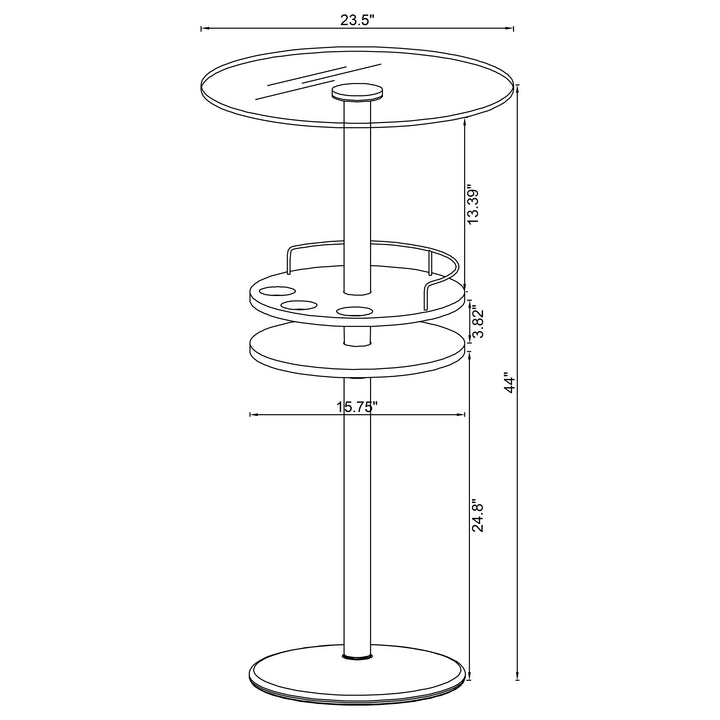 Gianella Glass Top Bar Table with Wine Storage Black and Chrome