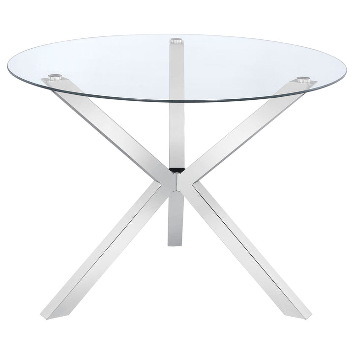 Vance Glass Top Dining Table with X-cross Base Chrome