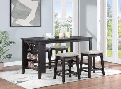 Elliston 5-piece Rectangular Counter Height Dining Set Dark Grey and Beige