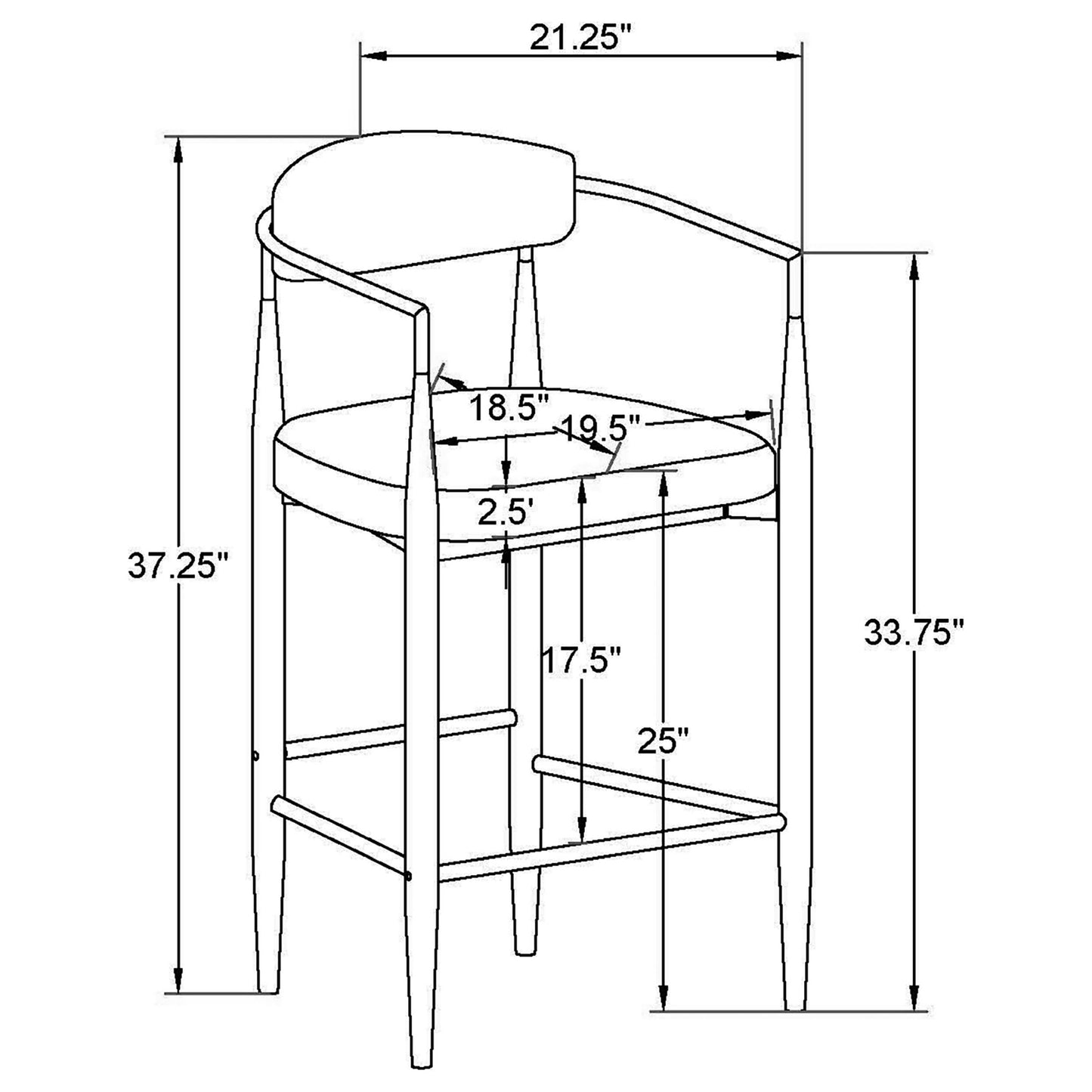 Tina Metal Counter Height Bar Stool with Upholstered Back and Seat Beige (Set of 2)