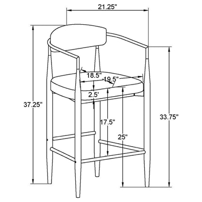 Tina Metal Counter Height Bar Stool with Upholstered Back and Seat Beige (Set of 2)