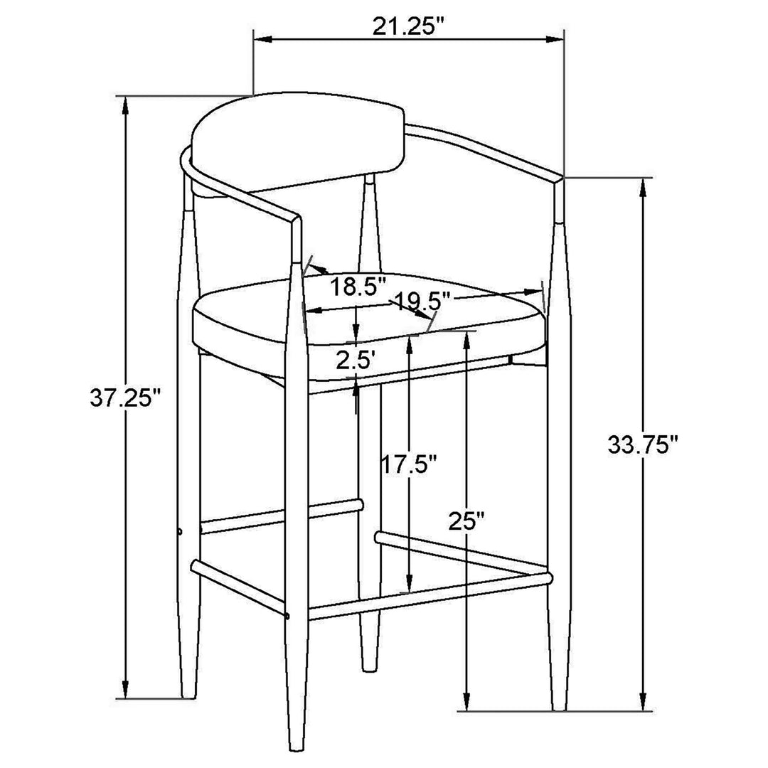 Tina Metal Counter Height Bar Stool with Upholstered Back and Seat Green (Set of 2)