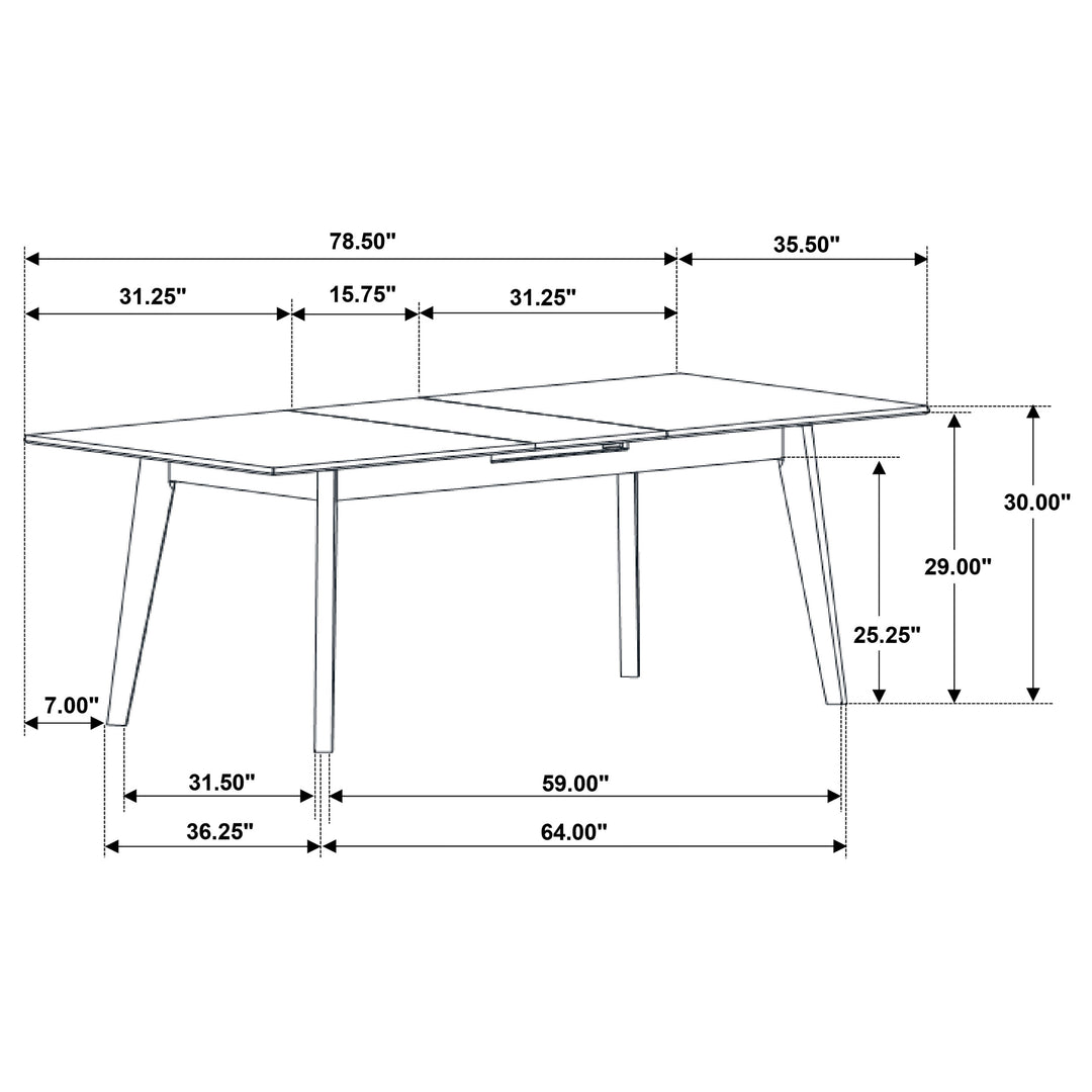 Crestmont Rectangular Dining Table with Faux Marble Top and 16" Self-Storing Extension Leaf Black