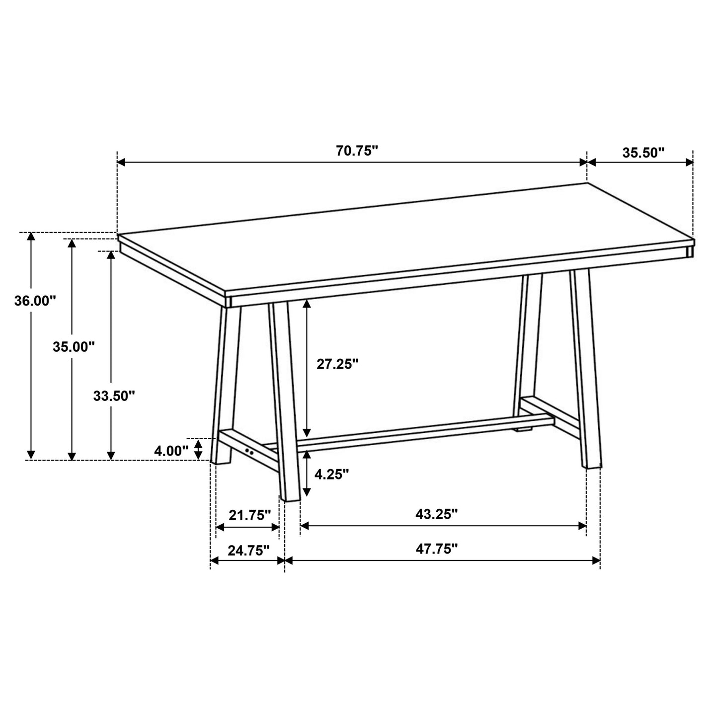 Hollis 5-piece Rectangular Counter Height Dining Set Brown and White