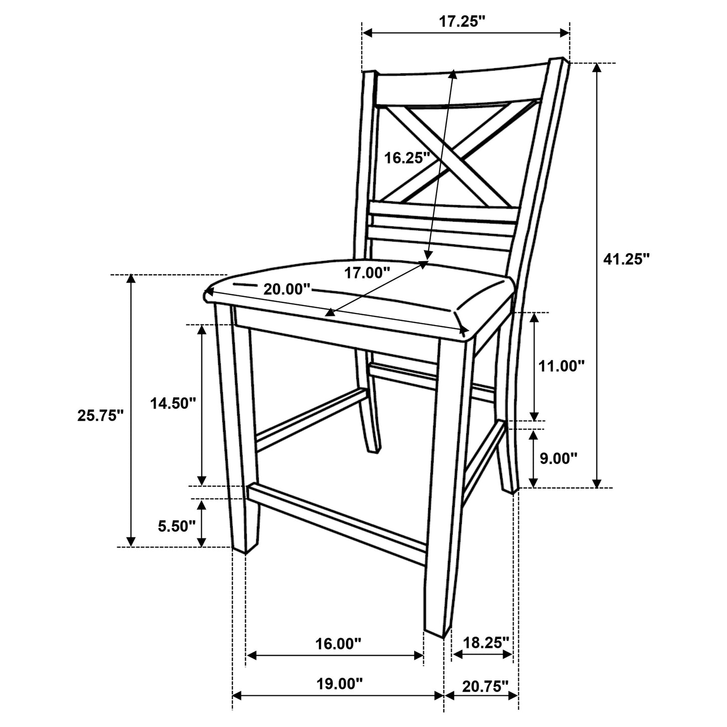 Hollis X-Back Counter Height Dining Chairs White and Grey (Set of 2)