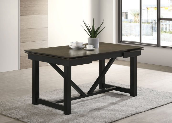 Malia Rectangular Dining Table with Refractory Extension Leaf Black