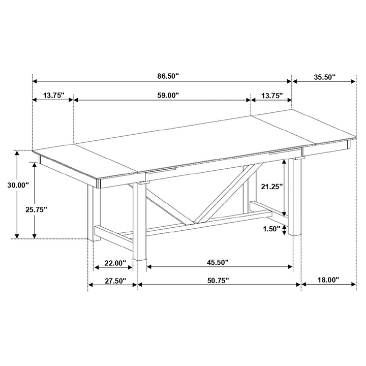 Malia Rectangular Dining Table with Refractory Extension Leaf Black