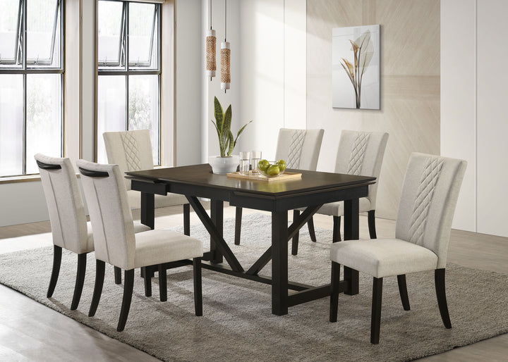 Malia Rectangular Dining Table with Refractory Extension Leaf Black