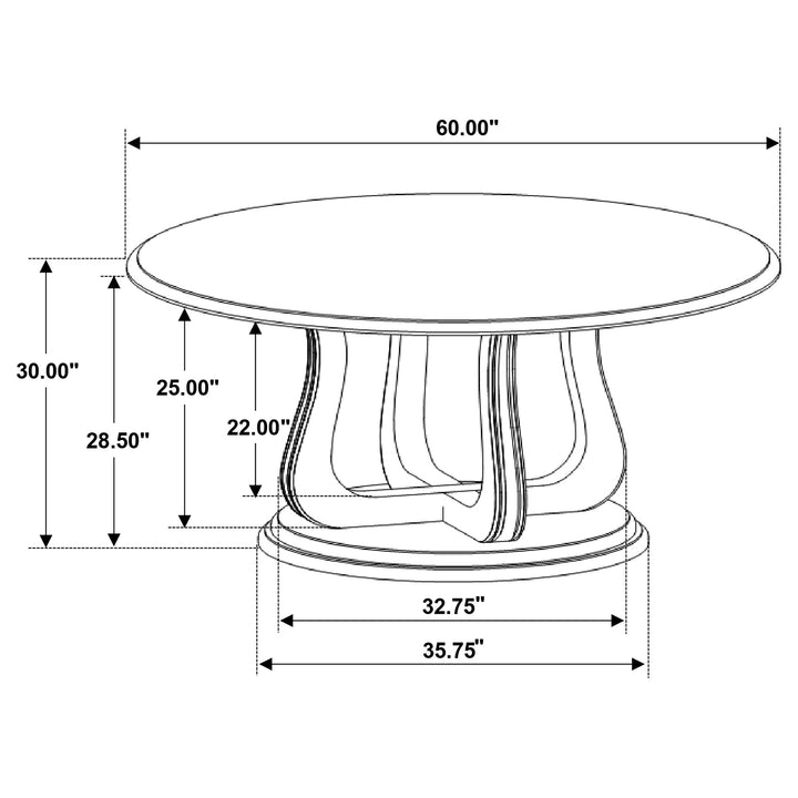 Trofello Round Dining Table with Curved Pedestal Base White Washed