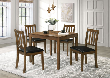 Parkwood 5-piece Dining Set with Square Table and Slat Back Side Chairs Honey Brown and Black