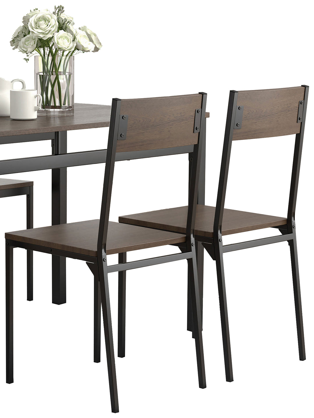 Lana 5-piece Rectangular Dining Table Set Dark Brown and Matte Black