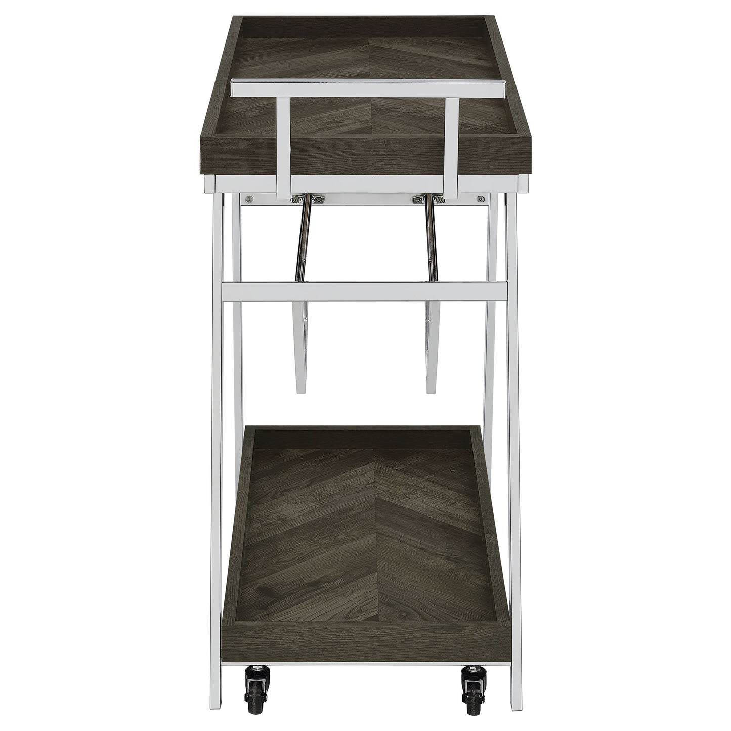 Kinney 2-tier Bar Cart with Storage Drawer Rustic Grey and Chrome