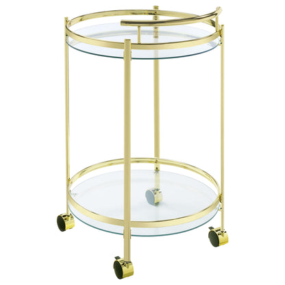 Chrissy 2-tier Round Glass Bar Cart Brass